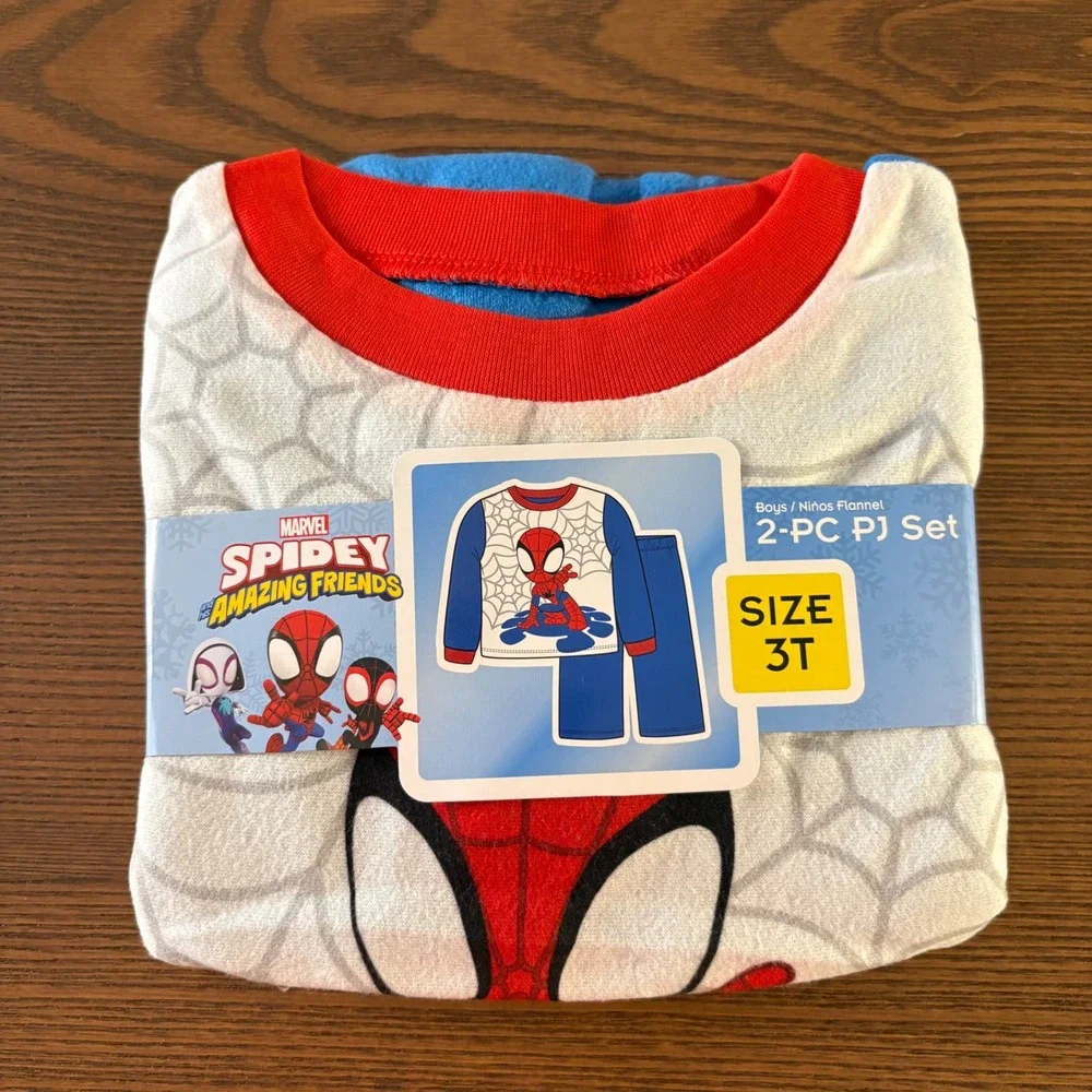 Marvel Spiderman Spidey Amazing Friends PJ Set Boys 3T Blue NEW‎ Flannel Pajamas